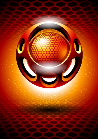 3d wire hexagonal sphere vector backgroundのイラスト素材