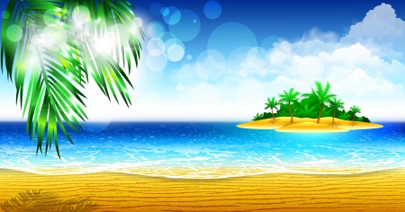Tropical coast of the islandのイラスト素材