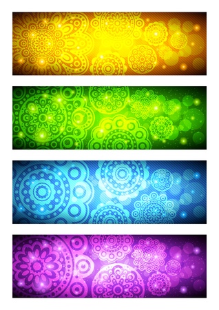 A set of banners with abstract flowersのイラスト素材