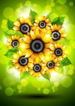 Background with sunflowersのイラスト素材
