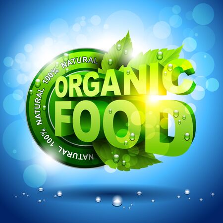 100% Organic food conceptual designsのイラスト素材