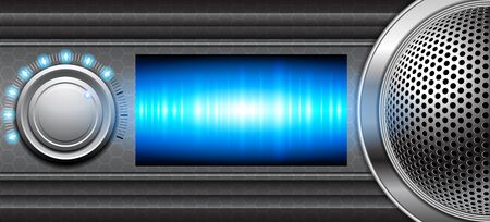 Metallic background with volume control and speakerのイラスト素材