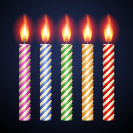 Birthday candles on dark background. Vector illustration. Eps 10.のイラスト素材