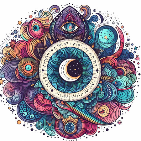 Ornament beautiful card with mandala. Geometric circle element made in vectorの素材