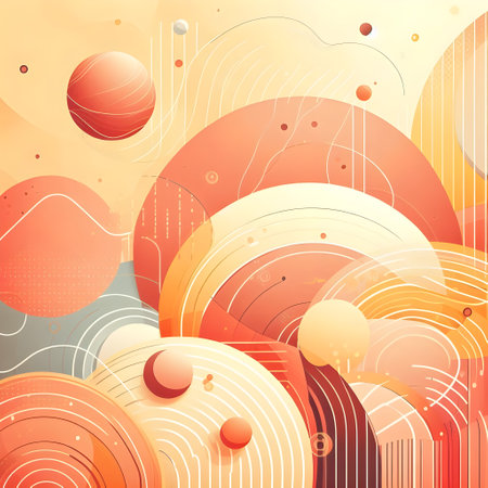 Abstract colorful background with circles and lines. Vector illustration for your designの素材