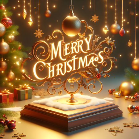 Merry Christmas and Happy New Year greeting card. 3d renderingの素材