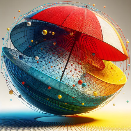 abstract 3d illustration of a sphere with multicolored spheresの素材