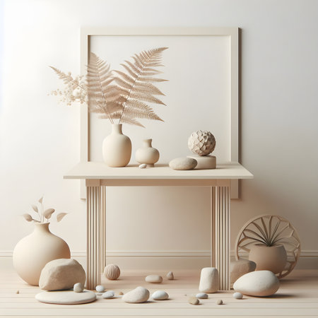 Modern scandinavian interior design. 3d render, 3d illustrationの素材
