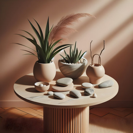 Modern interior design. 3d rendering, 3d illustration. Still life.の素材
