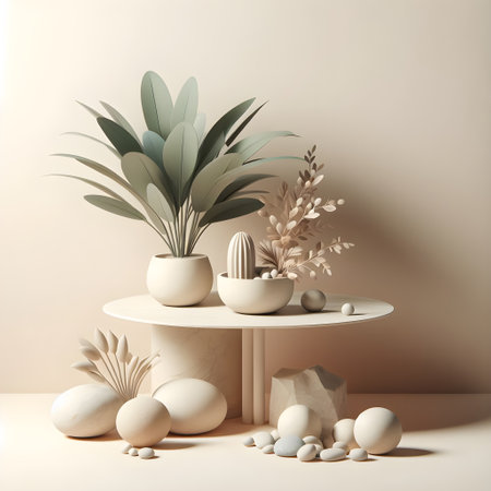 3d render of minimalistic composition with geometrical forms.の素材