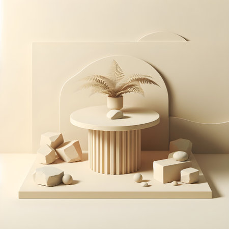 Minimalist abstract scene with geometrical forms. 3d renderの素材