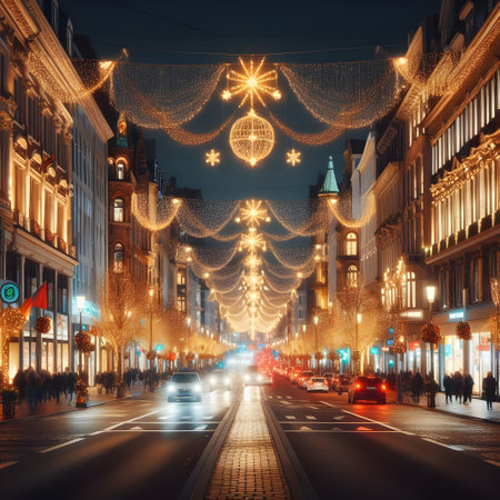 Christmas decorations on the streets of London.の素材