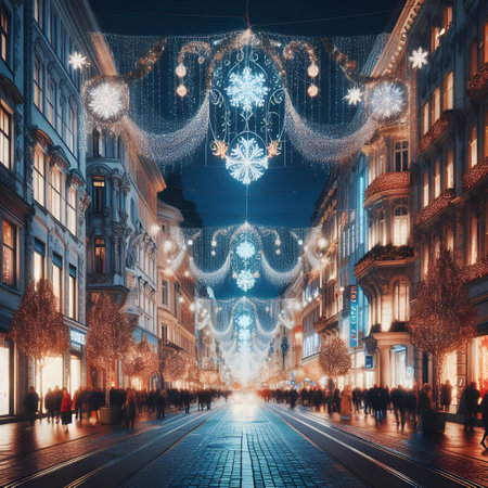 Christmas lights on the streets of London.の素材