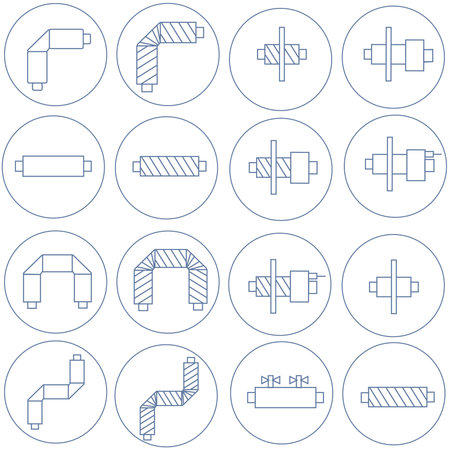 Icons of pipes in polyurethane foam insulation for websites, posters bannersのイラスト素材