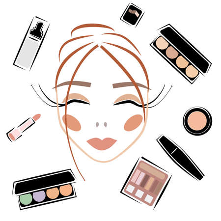 cosmetics set sketch vector set makeupのイラスト素材