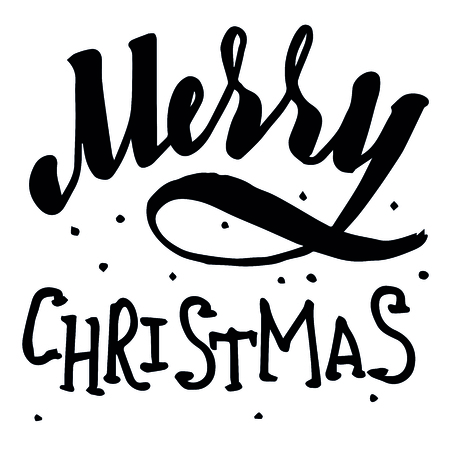 Merry Christmas illustration in blackのイラスト素材