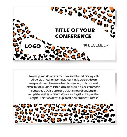 Vector illustration with pattern wild animal. Place for text. Ecological concept. Template for flyer, poster, invitation, web, announcement. Flat and line style designのイラスト素材
