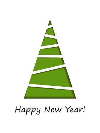 Vector illustration. Abstract Christmas tree vector greeting card background. Merry christmas and happy new year red xmas pine treeのイラスト素材