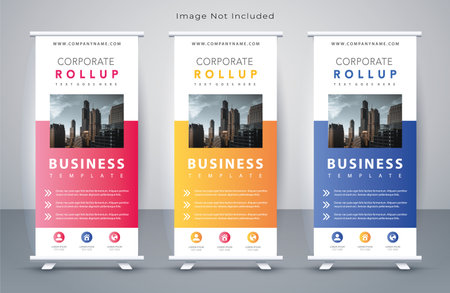 Vector corporate x banner pull up roll up banner standee template with creative shapesのイラスト素材