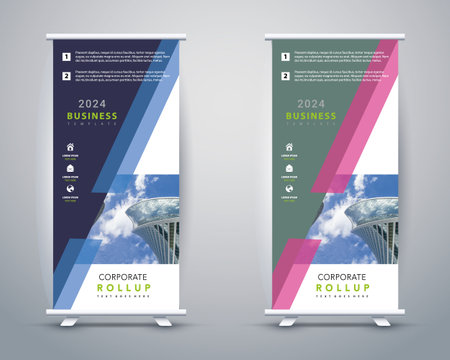 Modern Roll Up Banner. Standee Design. Advertising Brochure. Vector illustration.のイラスト素材