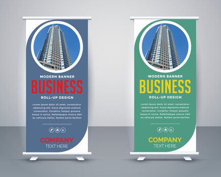 Modern roll up banner stand design template. Graphic concept for your designのイラスト素材