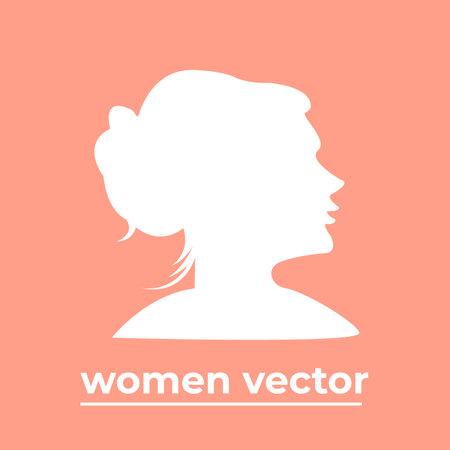 Vector illustration with a silhouette of a woman on a pink background.のイラスト素材