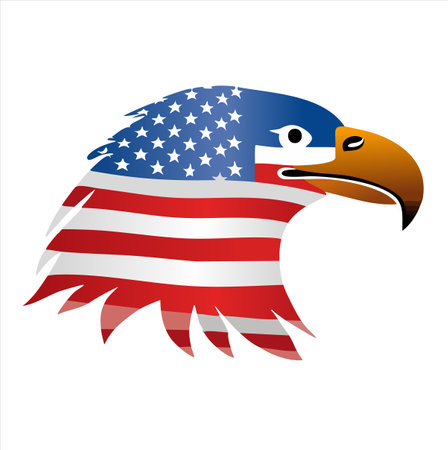 american eagle with usa flag on white background. vector illustrationのイラスト素材
