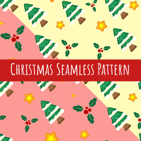 Colorful Christmas Seamless Pattern Collection With Christmas Elementsのイラスト素材
