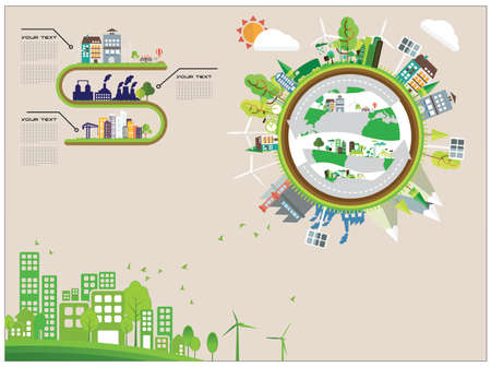 infographic ecology green planet conceptのイラスト素材