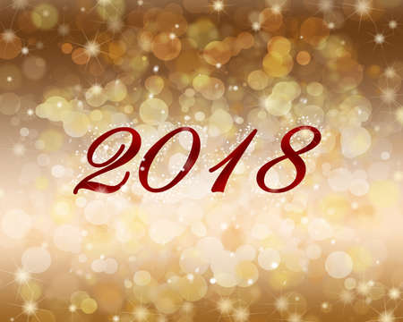 2018 New Year abstract background with bokeh, snowflake and sparkle.の写真素材