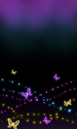 Colorful butterfly patterned beautiful abstract mobile phone wallpaper with glittery. With transparent background also.の写真素材