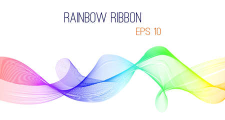 Abstract rainbow ribbon vector, eps 10. Colorful design on white isolated background.のイラスト素材