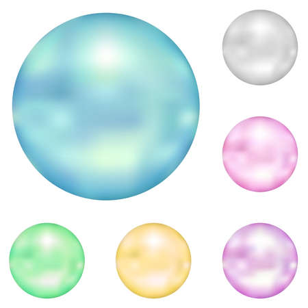 Pearl collection in 6 color, on white isolated background.のイラスト素材