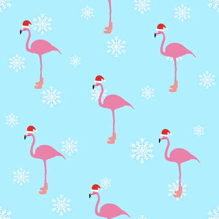Flamingo winter style seamless pattern.のイラスト素材