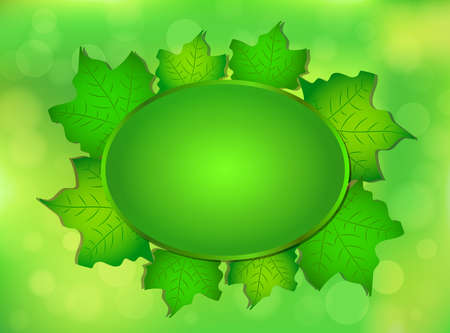 Spring design with green leafs frame, bokeh. An empty space for the text. Vector eps 10.のイラスト素材