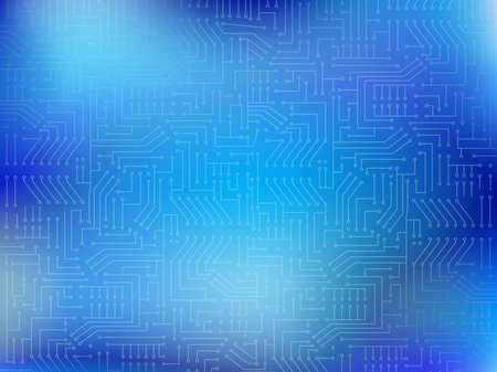 Circuit board on gradient mesh background. Blue electronic design with lights effect. Futuristic modern technology concept.のイラスト素材
