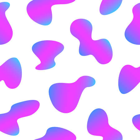 Abstract gradient liquid shape seamless pattern. Colorful geometric fluid formation in blue and purple colors, on white isolated background. Vector eps 10 illustration.のイラスト素材