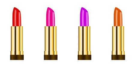 Red lipstick set, make up elements.のイラスト素材
