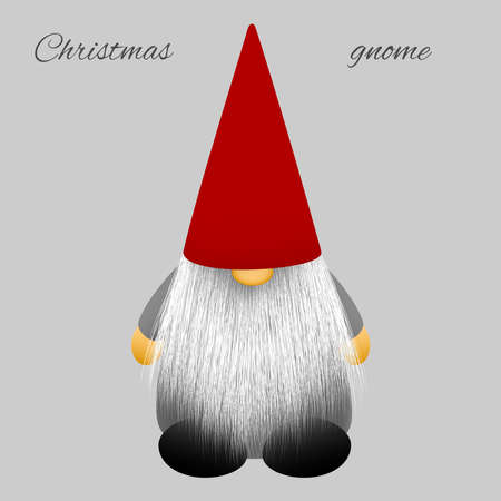 Christmas cute gnome on gray isolated background.のイラスト素材