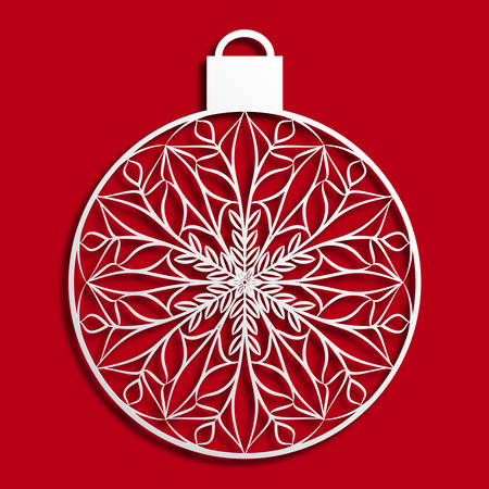 Christmas tree bauble in paper cut style.のイラスト素材