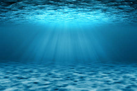 Underwater scene illustration with light rays.の写真素材