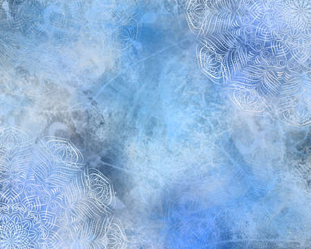 Blue mystic abstract mandala backgroundの写真素材