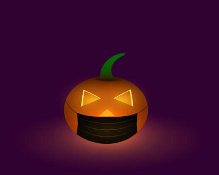 Shiny pumpkin lantern with black face mask.のイラスト素材