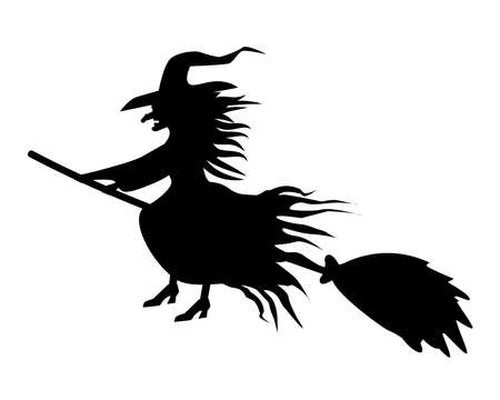 Black witch silhouette on white background.のイラスト素材