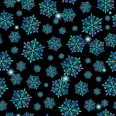 Black festive winter seamless pattern.のイラスト素材