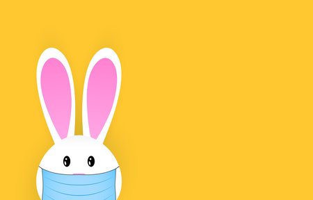 Happy easter bunny in medical mask.のイラスト素材