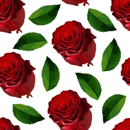 Red rose romantic seamless pattern.のイラスト素材