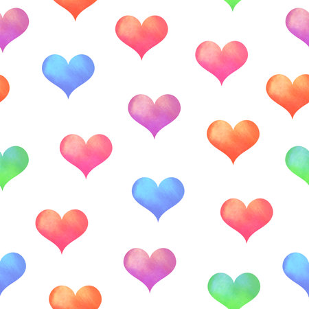 Watercolor heart seamless pattern.の写真素材