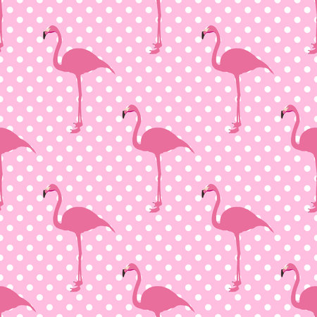 Summer seamless pattern with pink flamingo.のイラスト素材