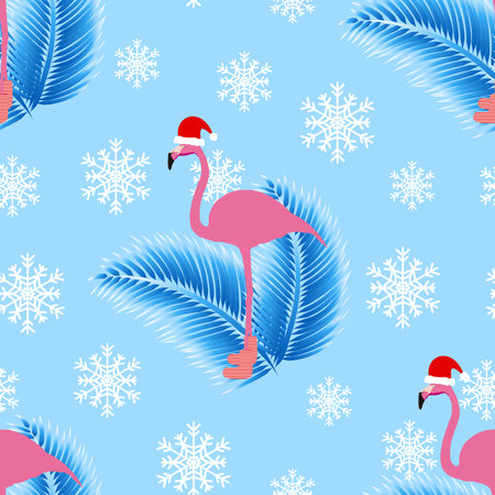 Flamingo winter tropical seamless pattern.のイラスト素材